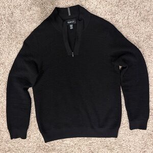 Kenneth Cole Men’s Black Zip-Neck Textured Sweater